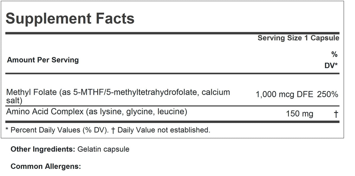 ANDREW LESSMAN Methyl Folate 1000 - Capsules - 1000 mcg L-Methyl