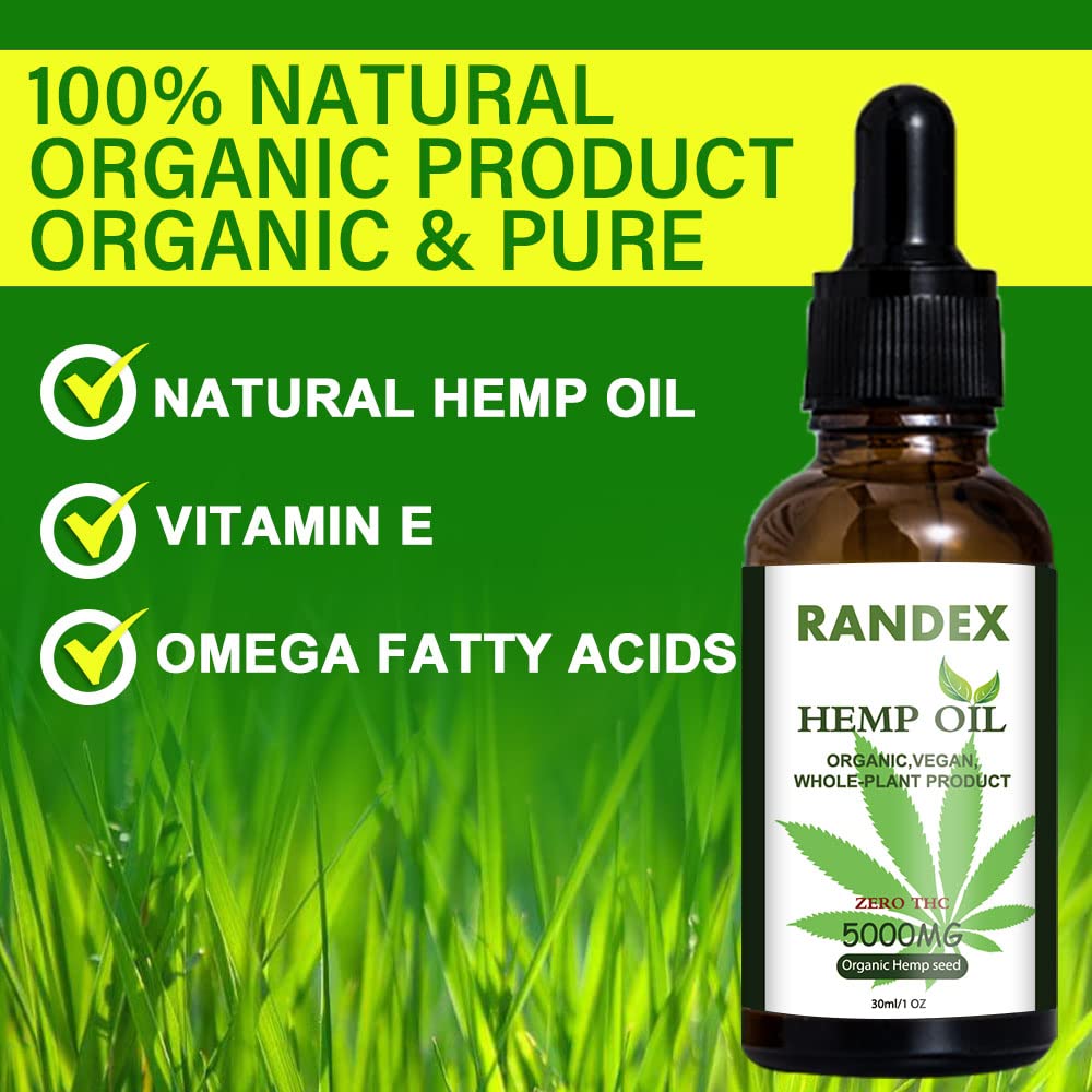 RANDEX 5000mg Organic Cold-Pressed Hemp Oil - Rich in Omega 3-6-9 - image 7