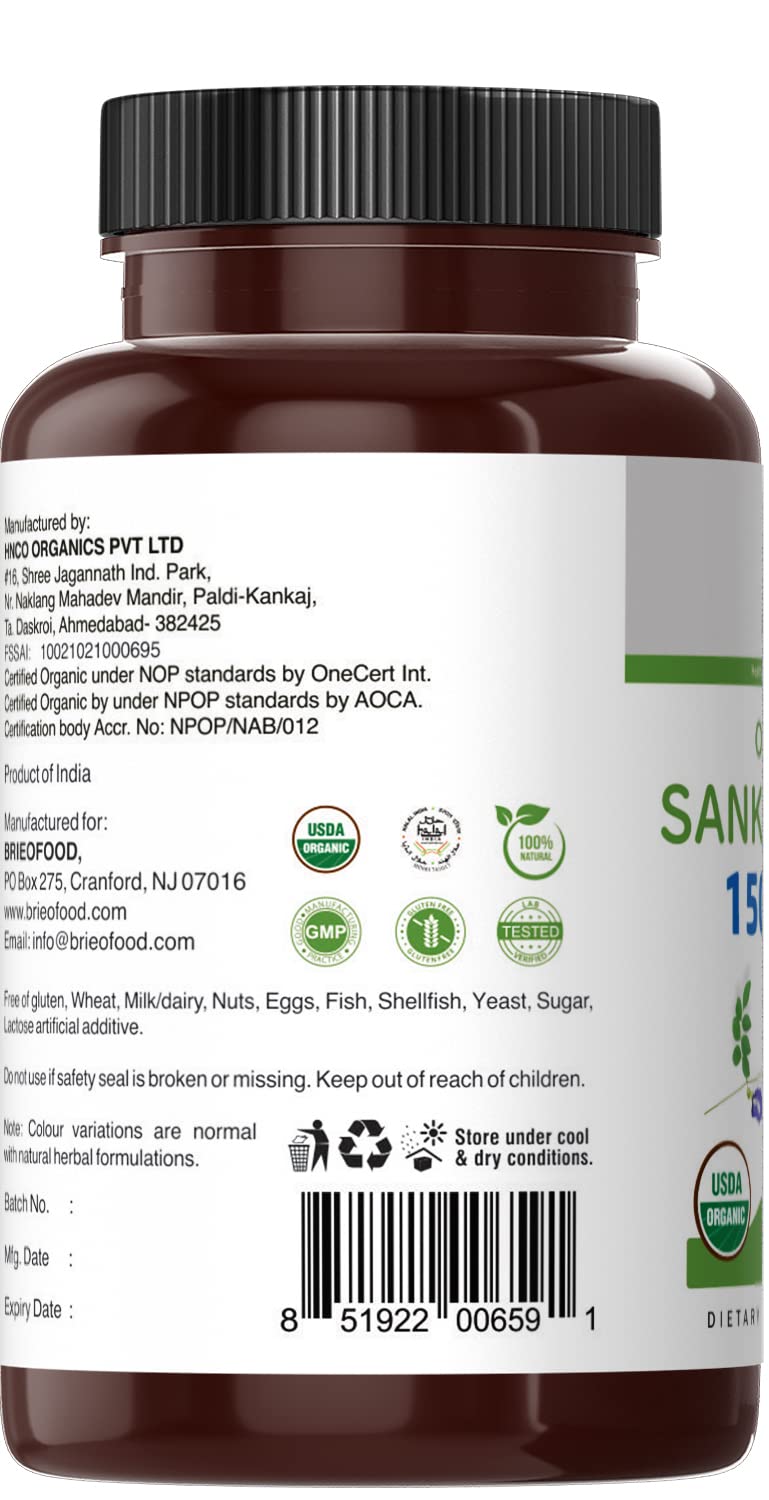 Brieofood Organic Sankhpushpi 1500mg - 90 Vegetarian Tablets - image 5