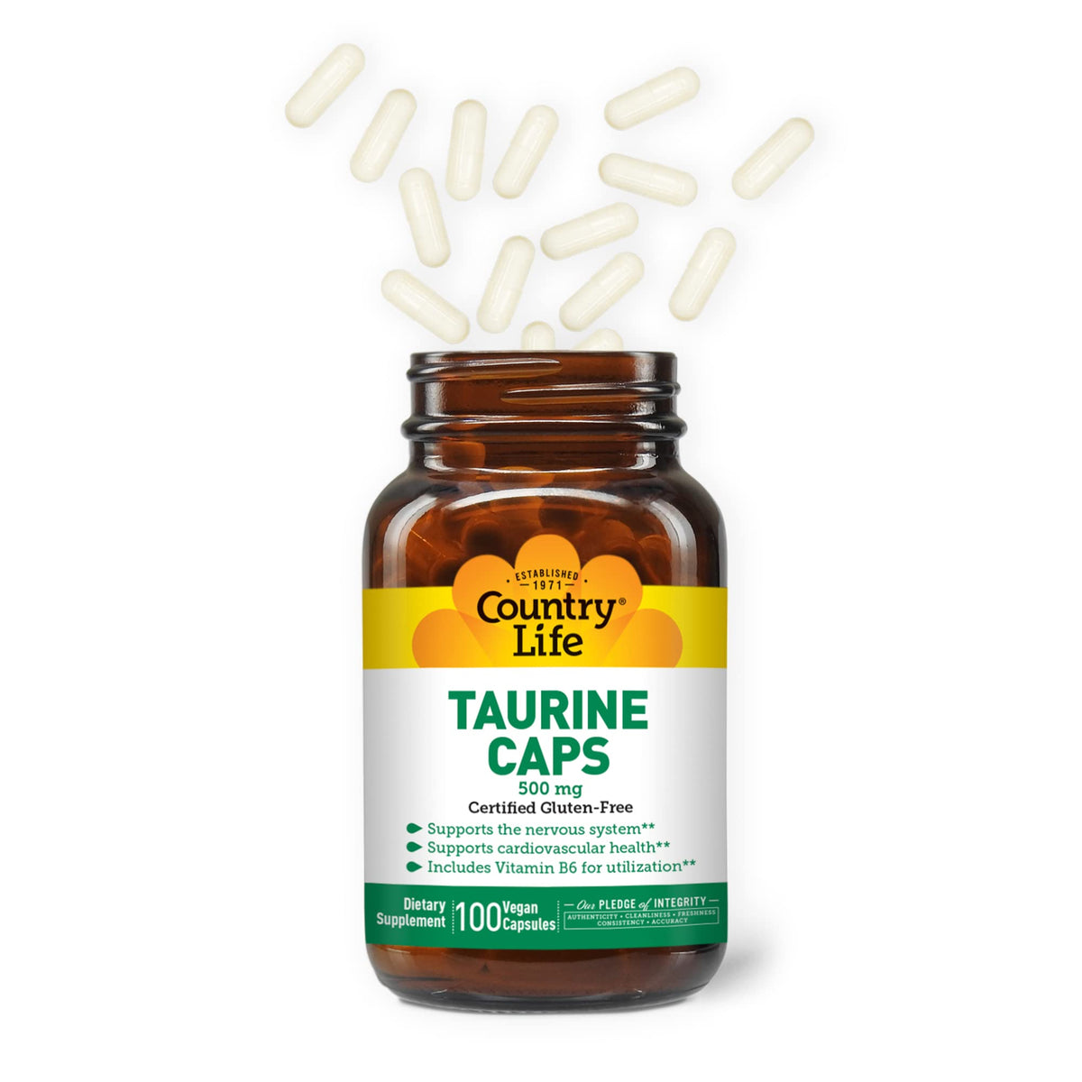 Country Life Taurine 500 mg with Vitamin B6 - 100 Vegan Capsules - image 3