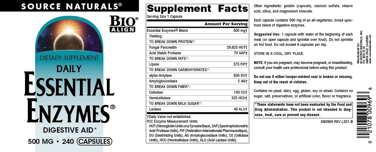 Source Naturals Daily Essential Enzymes, 500mg