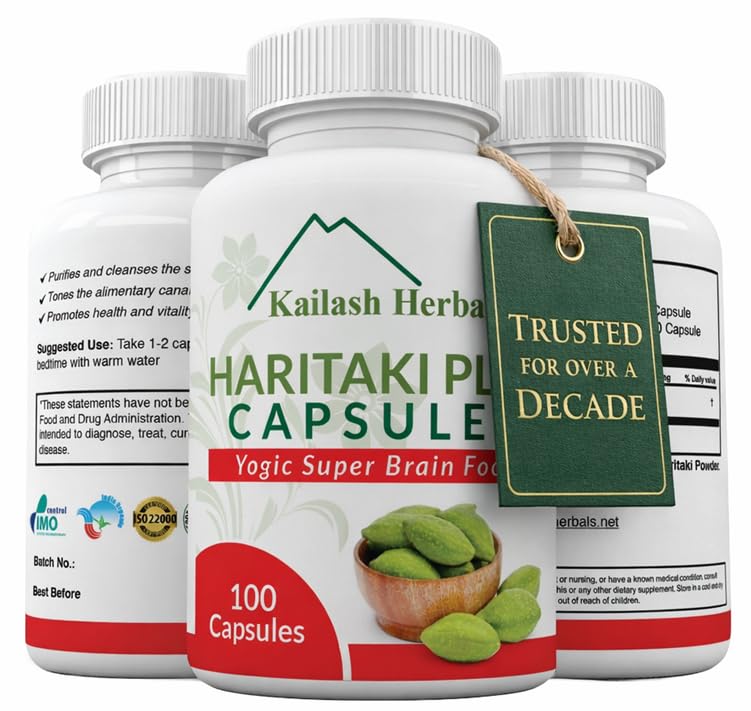 Kailash Herbals Organic Haritaki Capsules - 100 Capsules