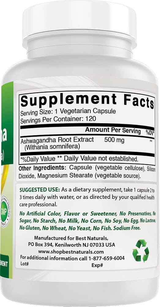 Best Naturals Ashwagandha 500 mg Stress & Mood Support - 360 Capsules - image 6