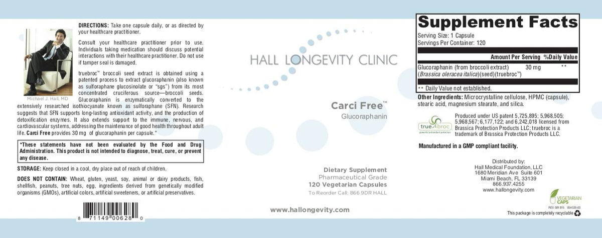 Hall Longevity Clinic Carci Free Antioxidant Support - 120 Capsules - image 2