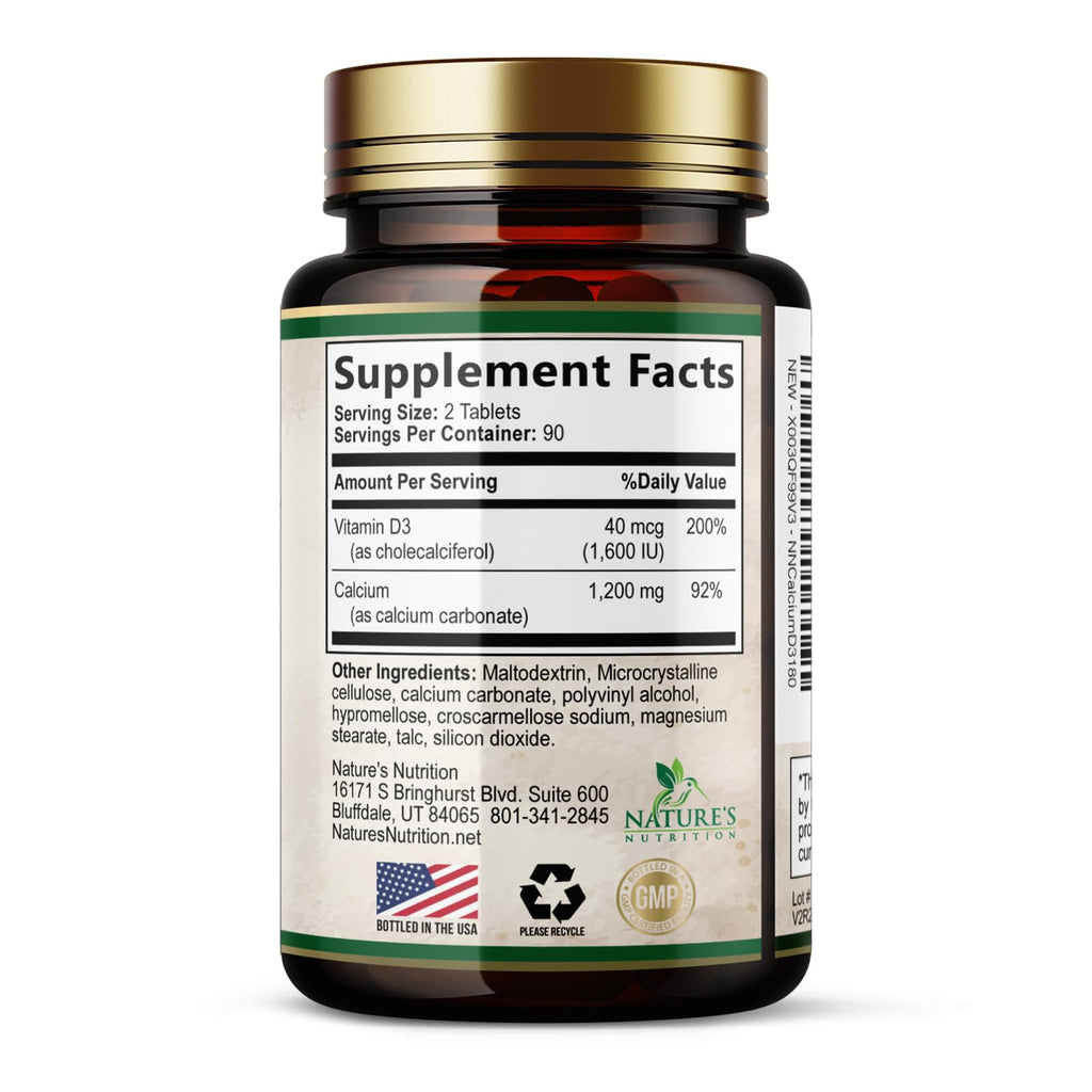 Nature's Nutrition Calcium 1200 mg Per Serving with Vitamin D3 - Bone