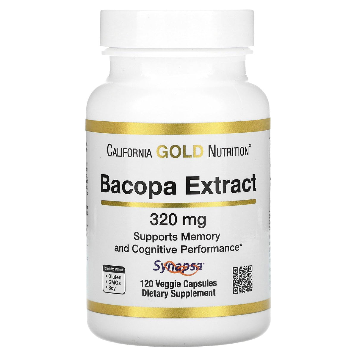 California Gold Nutrition Bacopa Extract 320 mg - 120 Vegetarian Capsules