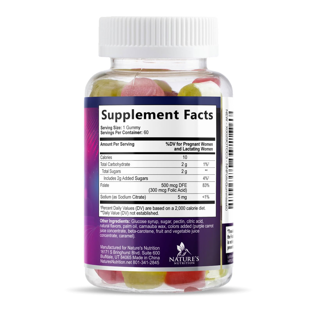 Nature's Nutrition Folic Acid Gummies - Essential Prenatal Vitamins