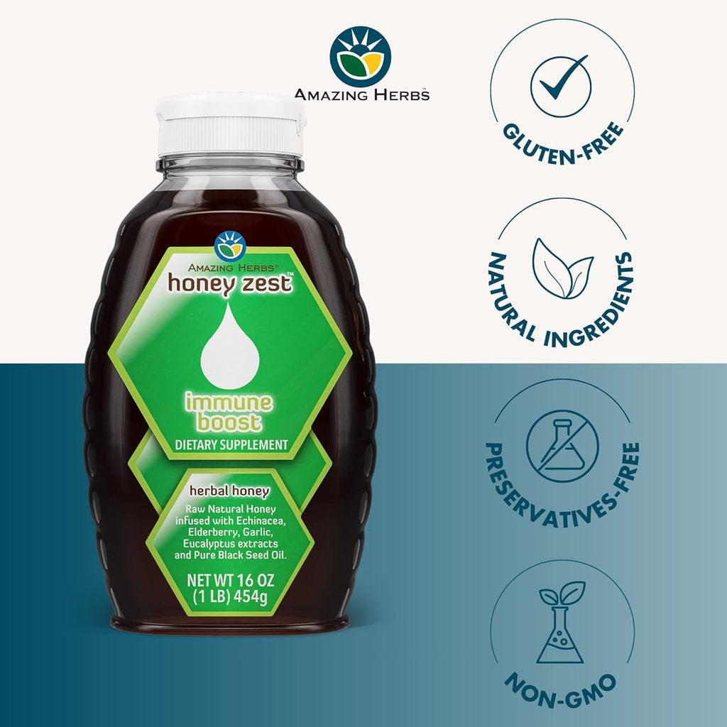Amazing Herbs Raw Natural Honey with Black Seed Oil - 16 Fl Oz - image 5