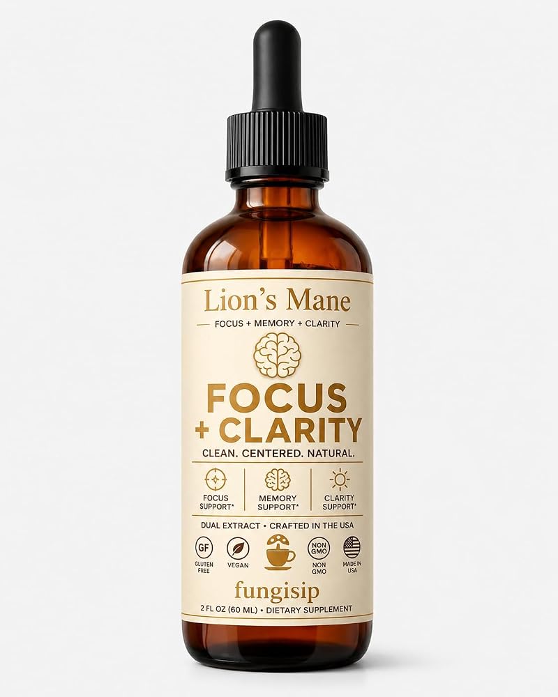FUNGISIP Lion's Mane Mushroom Tincture Drops for Focus & Clarity - 2 oz