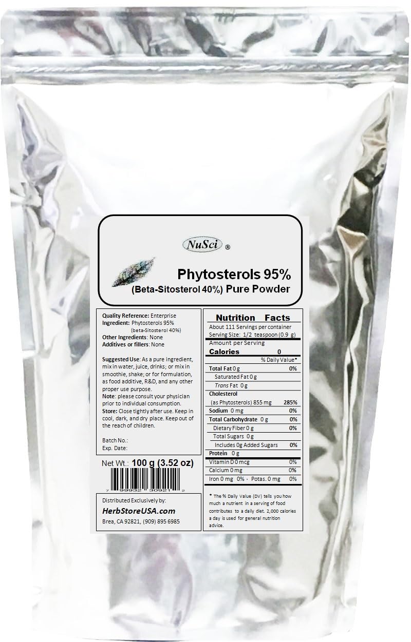 NuSci Phytosterol Beta-Sitosterol Pure Powder - 100 g
