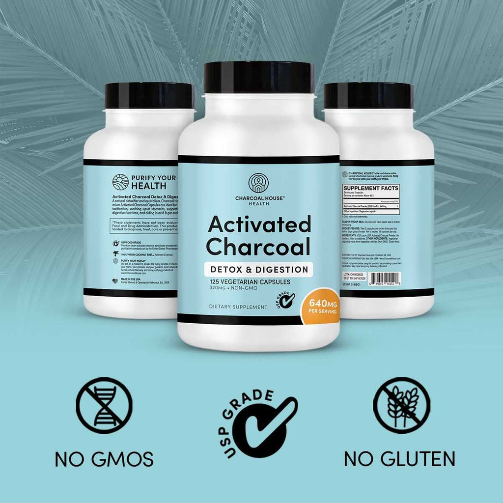 Charcoal House Activated Charcoal Capsules 300mg - 125 Capsules - image 4