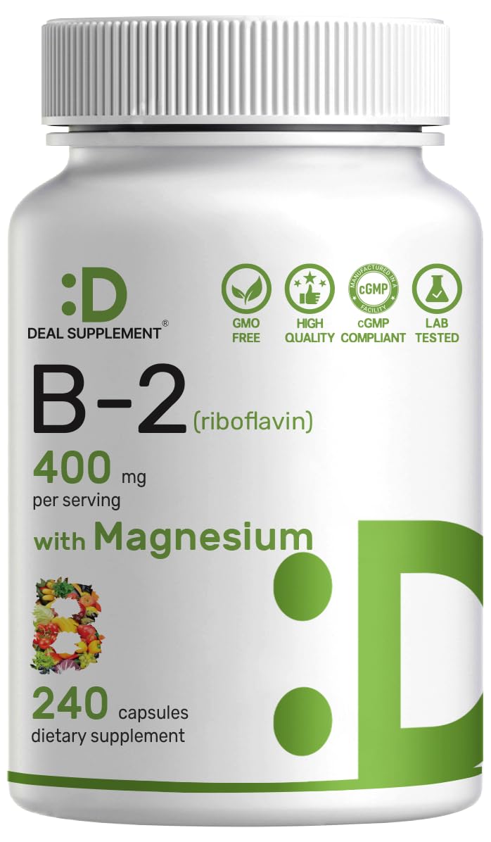 Deal Supplement Vitamin B2 400mg with Magnesium Glycinate - 240 Capsules