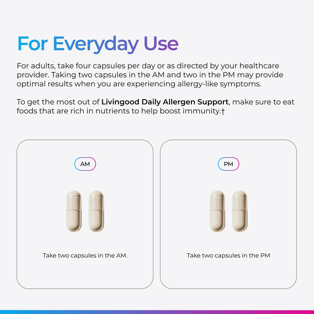 Livingood Daily Allergen Support Immune Supplement - 120 Capsules - image 6