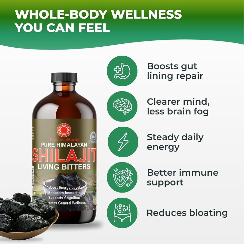 Essence Herbs Shilajit Bitters Liquid with Moringa & Black Seed - 16 Fl Oz - image 3