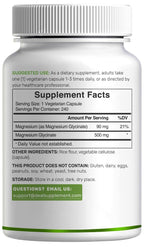 Deal Supplement Magnesium Glycinate 500mg Veggie Capsules