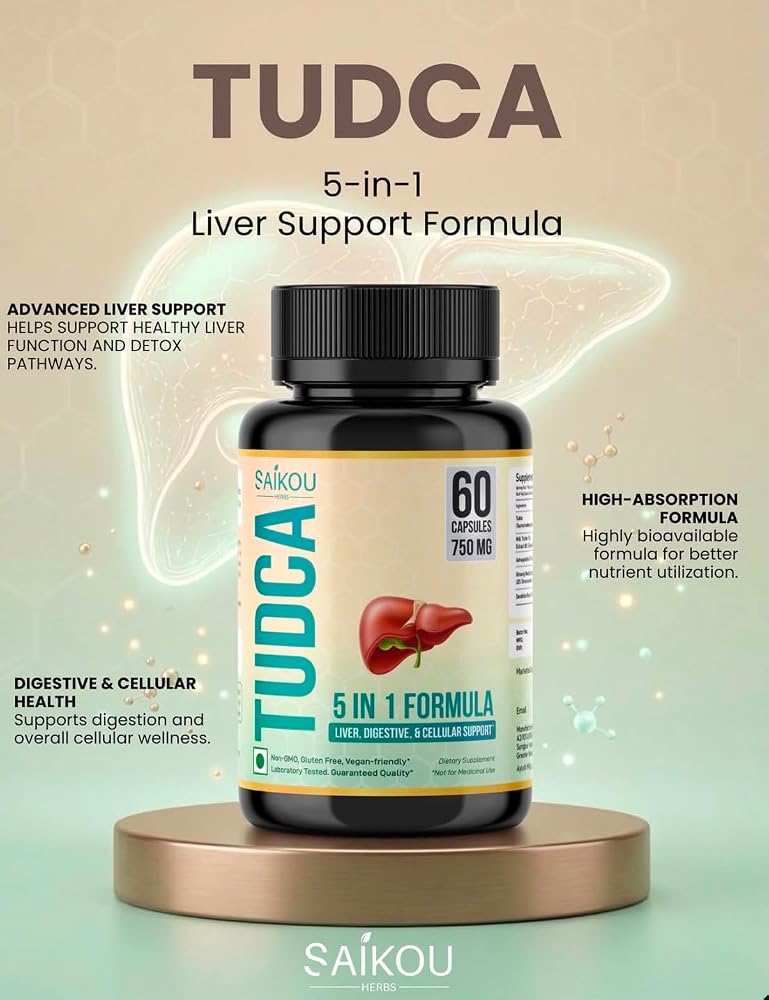 SAIKOU HERBS TUDCA 750mg with Milk Thistle & Ashwagandha - 60 Capsules - image 7