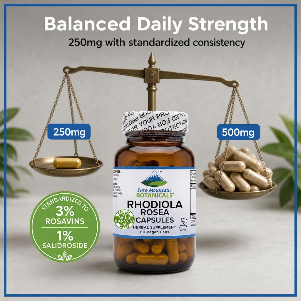 Pure Mountain Botanicals Rhodiola Rosea 250mg - 60 Vegetarian Capsules - image 7