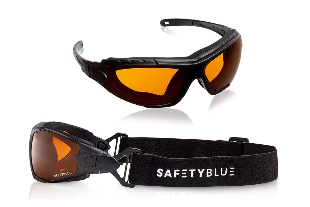 SafetyBlue Deluxe Blackout Sleep Glasses Amber Lens - 1 Pair