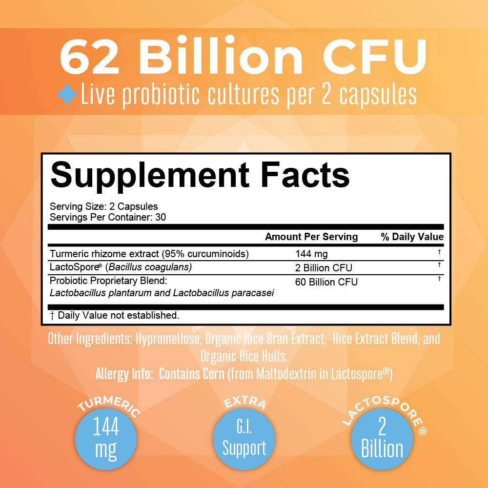MARYRUTH'S Probiotic Turmeric Curcumin with GI Support - 60 Capsules - image 5