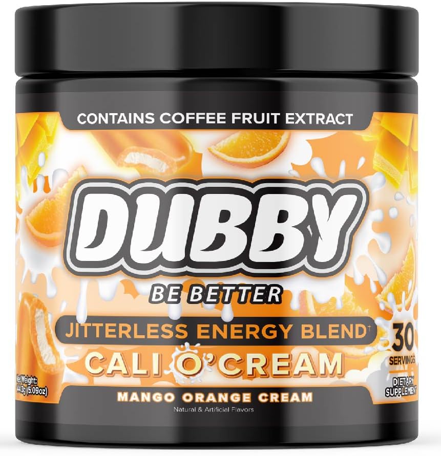 Dubby Sugar Free Energy Drink Powder Mango Orange Cream - 30 Servings