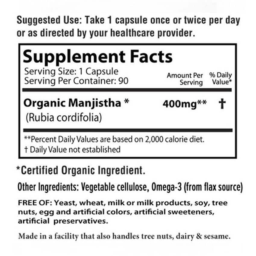AyurBest Manjistha Herbal Supplement 400mg - 90 Capsules - image 6