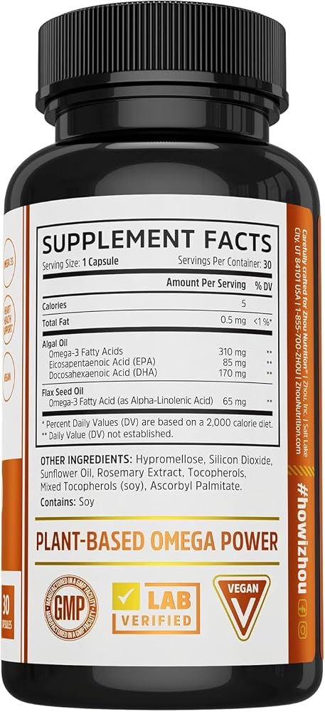 ZHOU Plant-Based Omega 3 Supplement - 30 Vegetarian Capsules - image 2