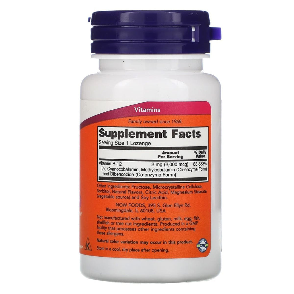 NOW Foods B-12 2000 mcg Nervous System Health - 100 Lozenges - image 2
