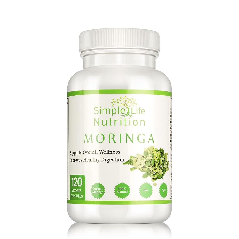 Simple Life Nutrition Organic Moringa Powder Capsules - 120 Count