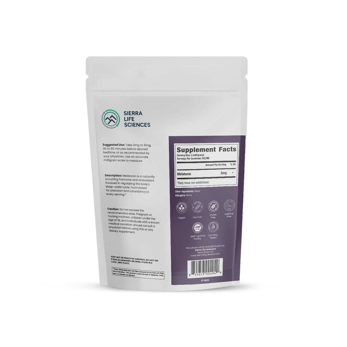 SIERRA LIFE SCIENCES Melatonin Powder Bulk Sleep Aid (20g