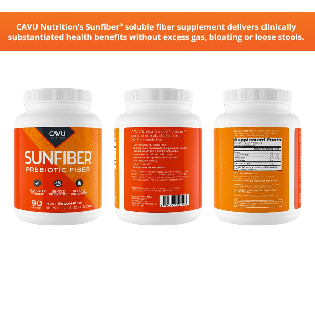 CAVU Sunfiber Soluble Prebiotic Fiber, Tasteless, Low-FODMAP