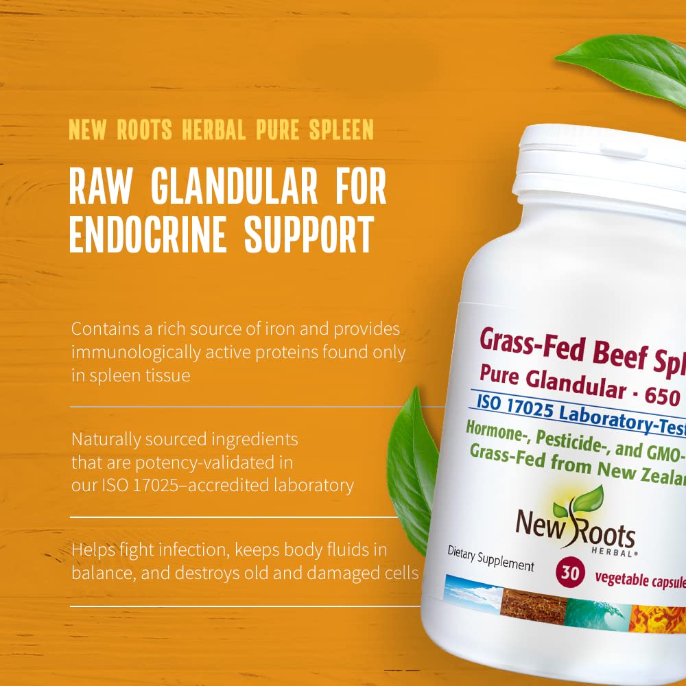 NEW ROOTS HERBAL Grass-Fed Beef Spleen 650 mg - 30 Vegetarian Capsules - image 6