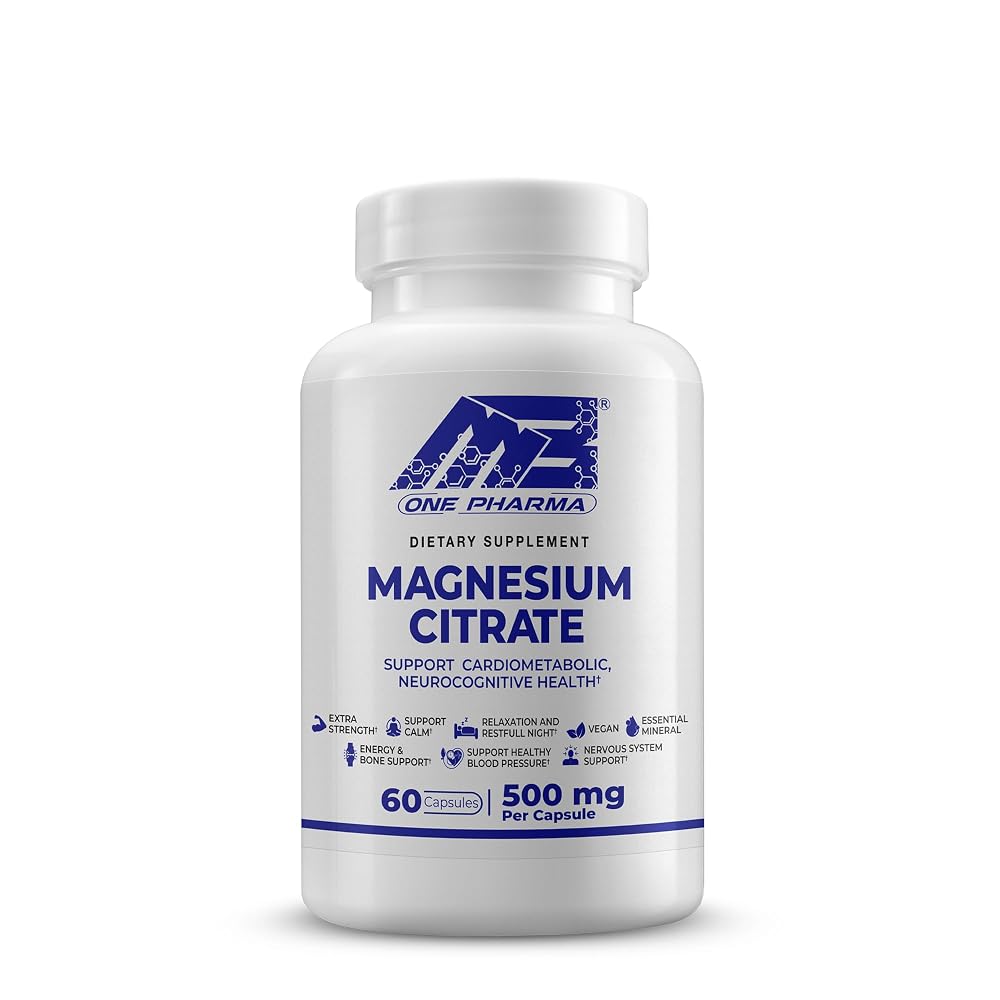 MB One Magnesium Citrate 500mg Capsules for Sleep & Muscle Support - 60 Capsules