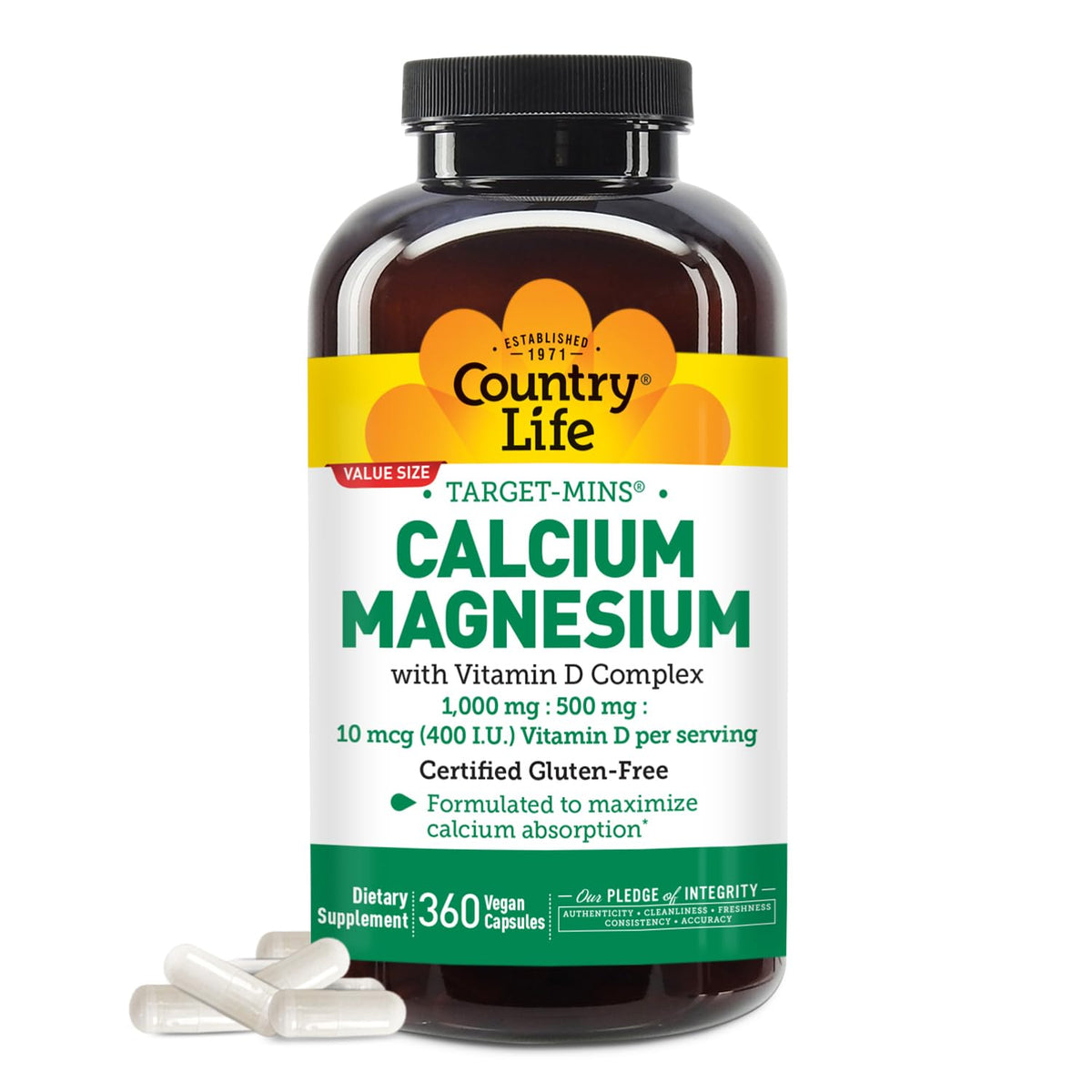 Country Life Target-Mins Calcium Magnesium Vitamin D - 360 Capsules