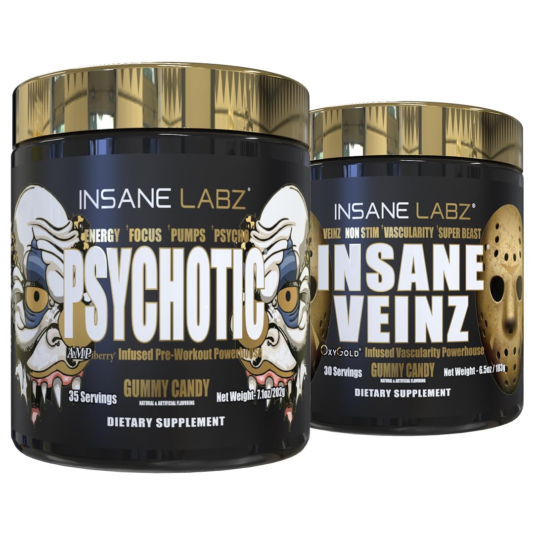 Insane Labz Psychotic Gold and Insane Veinz Gold Pre Workout Nitric