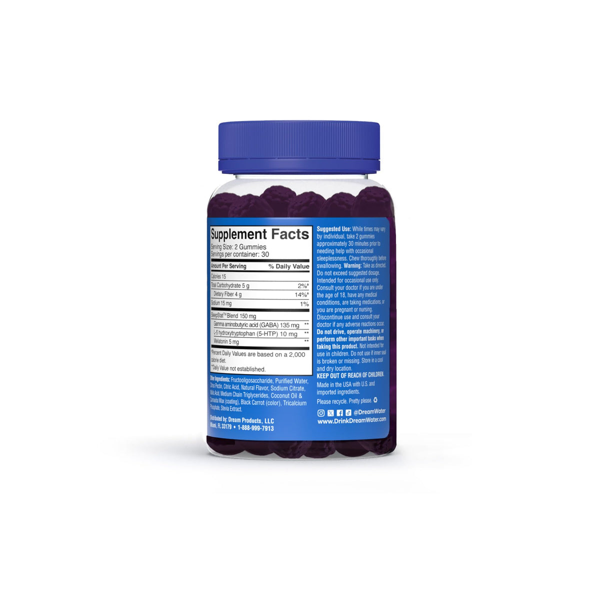 Dream Water Sleep Gummies with Melatonin & GABA - 60 Count - image 2