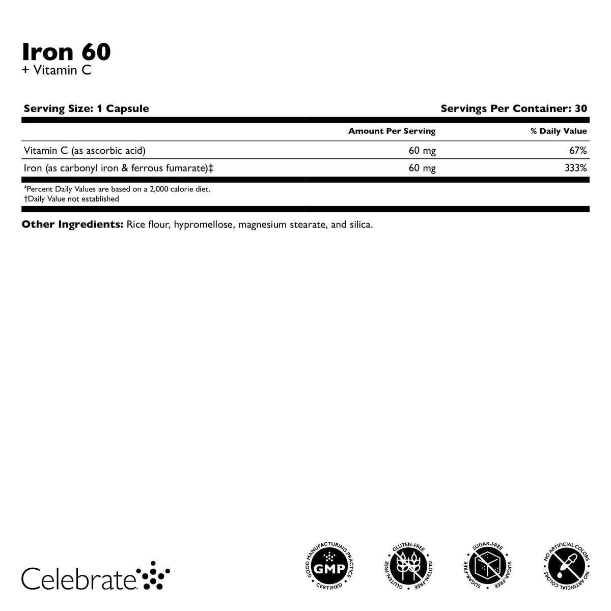 Celebrate Bariatric Iron with Vitamin C 60mg - 90 Capsules - image 3
