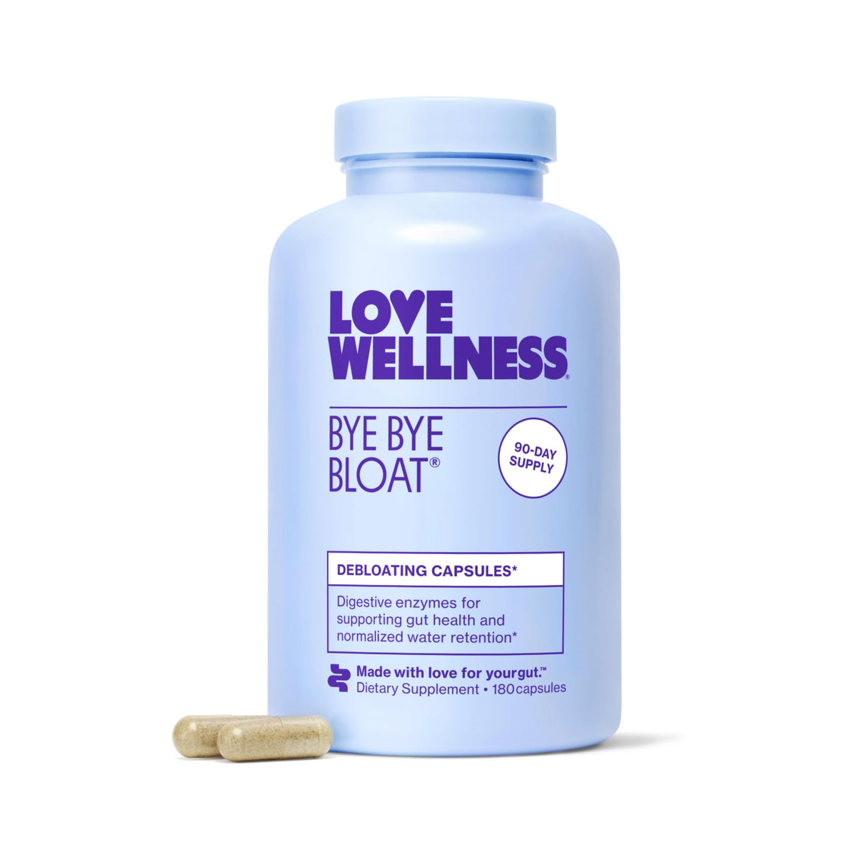 Love Wellness Bye Bye Bloat Digestive Enzymes - 180 Capsules