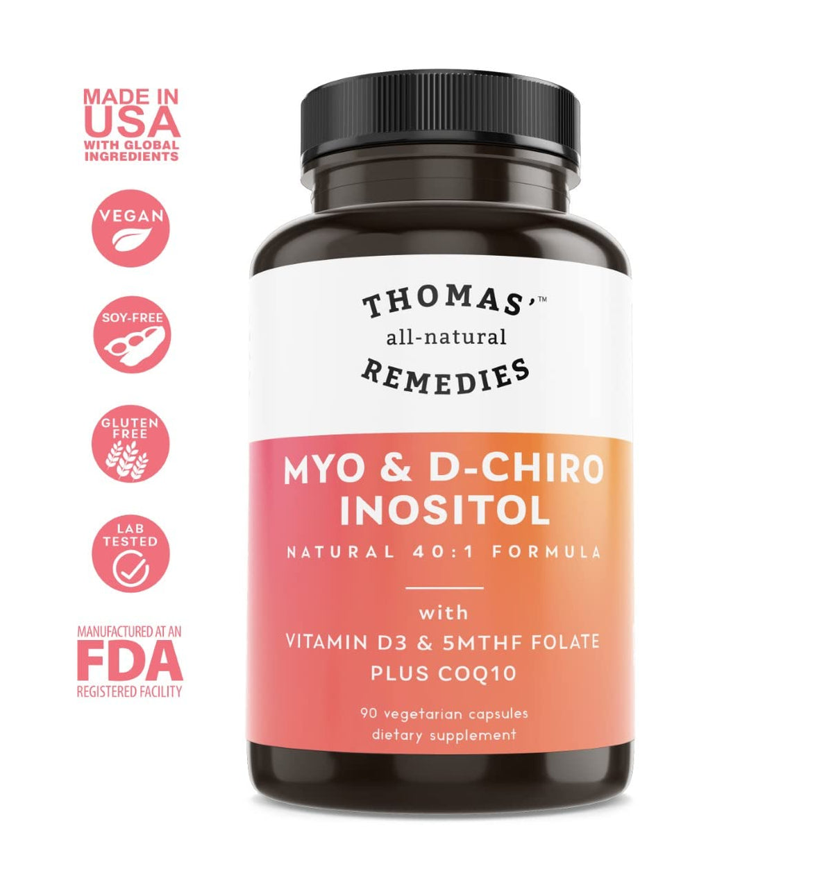 Thomas' All-Natural Remedies Myo Inositol & D-Chiro Inositol - 90 Capsules - image 5