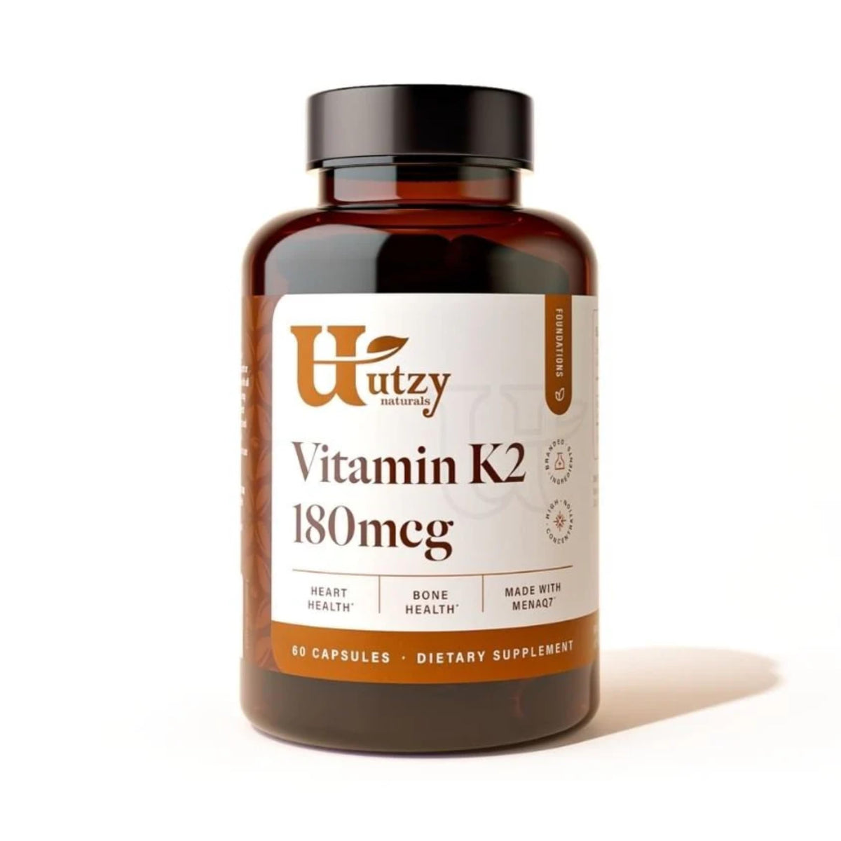 Utzy Naturals Vitamin K2 MenaQ7 180 mcg - 60 Capsules