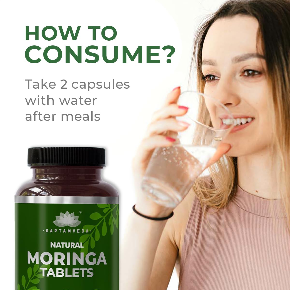 SAPTAMVEDA Natural Moringa Tablets - 500mg - 120 Tablets - image 7