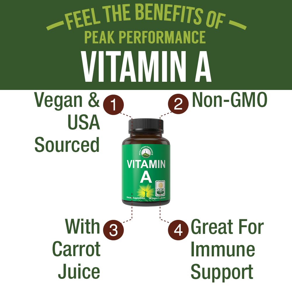 Peak Performance Vitamin A 5000 IU Organic Capsules - 30 Count - image 2