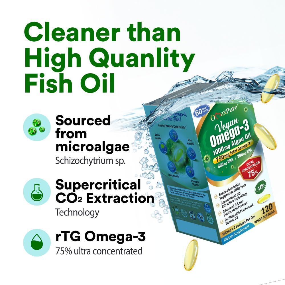 LABO Nutrition OmaxPure Vegan Omega-3 Algae Oil 1000mg - 120 Softgels - image 5