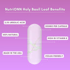 NutriONN Holy Basil Leaf Capsules 500mg Adaptogenic Herb - 120 Vegan Capsules - image 4