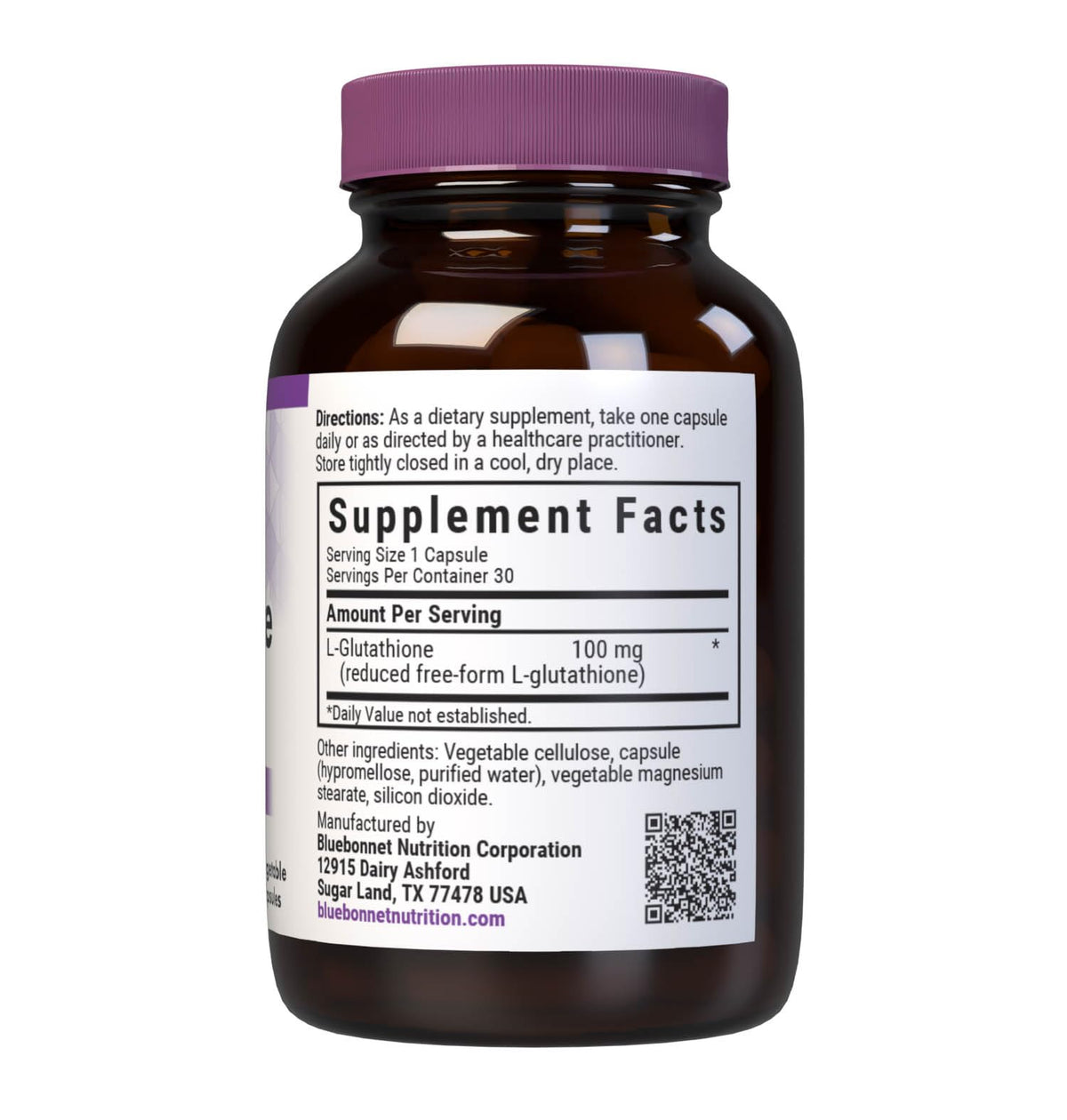 BlueBonnet L-Glutathione 100mg Free-Form Amino Acid - 30 Vegetable Capsules - image 2