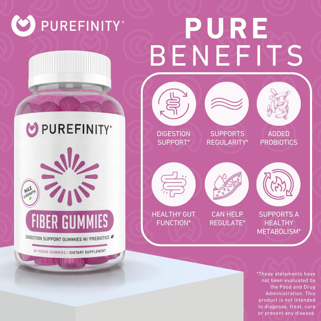 PUREFINITY Fiber Gummies with Inulin FOS from Chicory Root - 60 Count - image 3