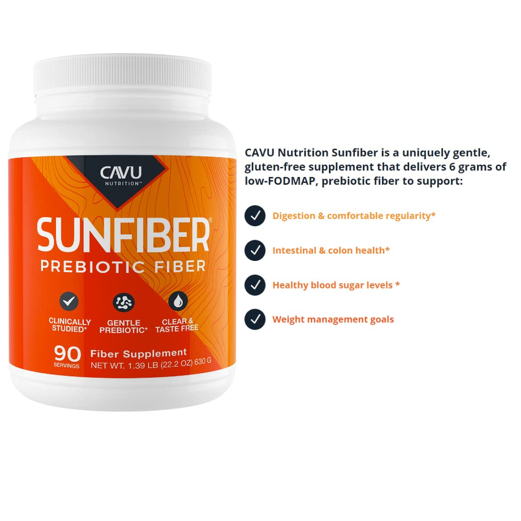 CAVU Sunfiber Soluble Prebiotic Fiber, Tasteless, Low-FODMAP