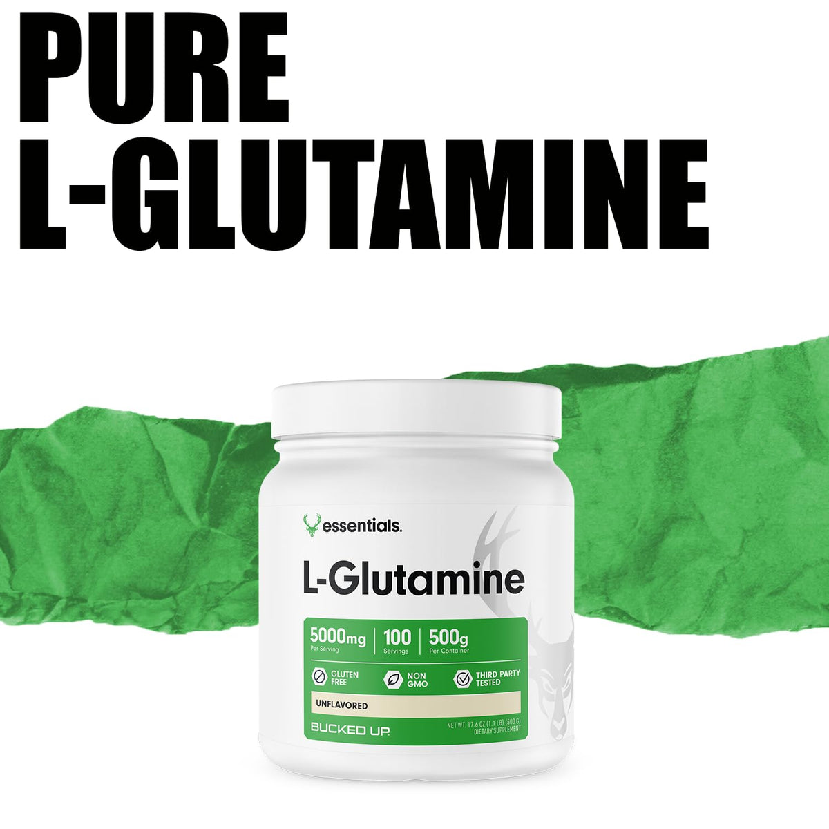 Bucked Up L-Glutamine 500g Powder, Unflavored - 100 Servings - image 3