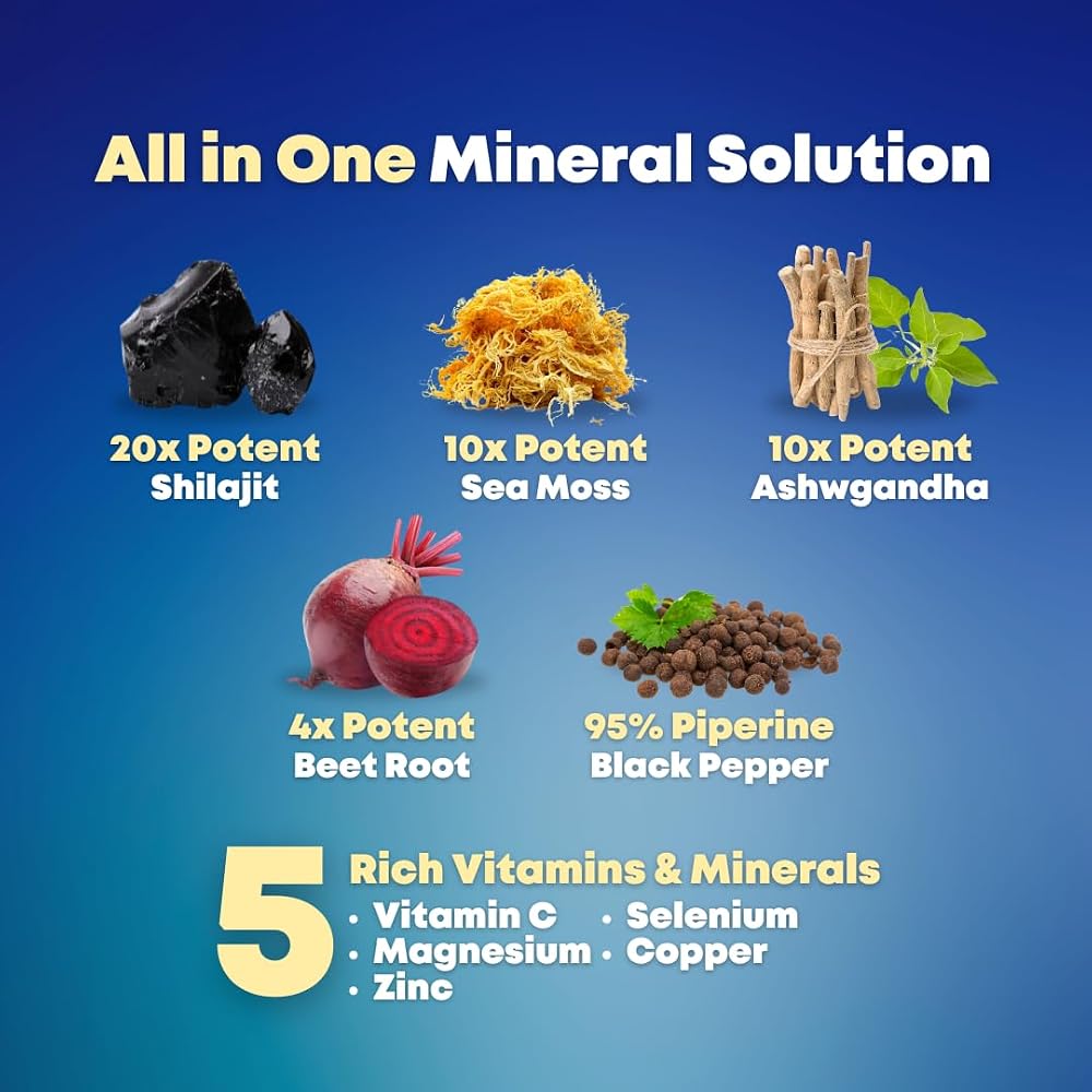 SOLNUVI Shilajit Pure Himalayan Organic Capsules with Irish Sea Moss