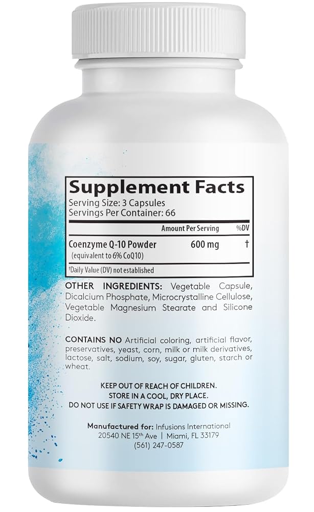 Infusions Maximum Strength Pure CoQ10 600mg - 200 Capsules High
