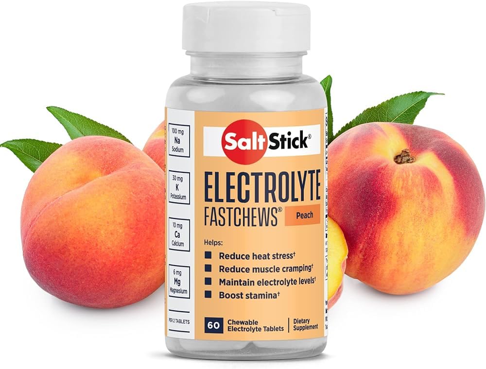 SaltStick FastChews Buffered Electrolyte Salts Peach - 60 Tablets
